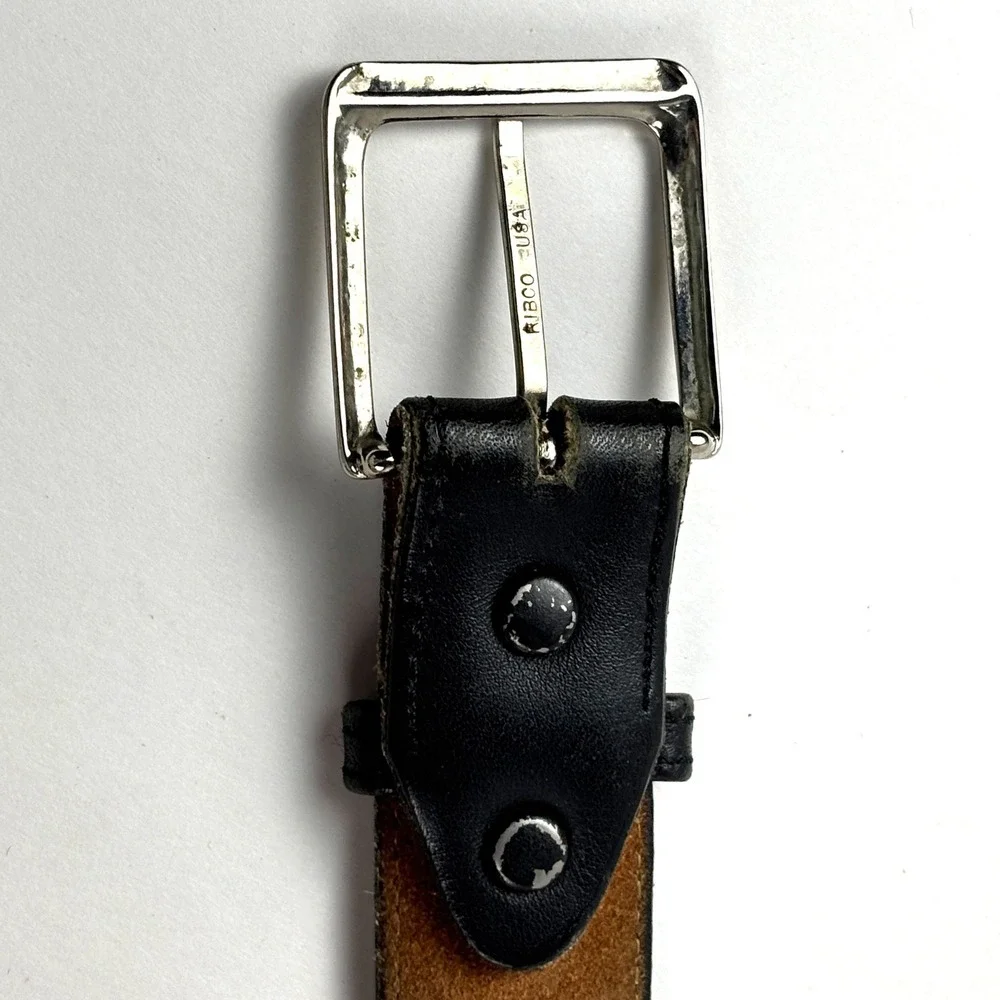 Danbury Leather Belt Mens 58 Black Top Grain Leather Made in USA Classic